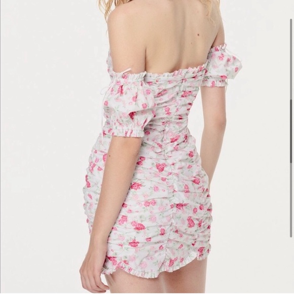 eyelet strapless mini dress Rhiannon Eyelet Lace Ruffle Strapless Mini Dress, White / L